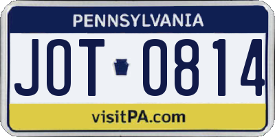PA license plate JOT0814