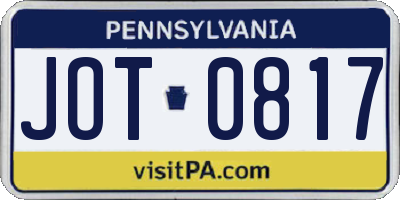 PA license plate JOT0817