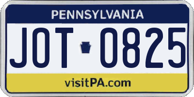 PA license plate JOT0825
