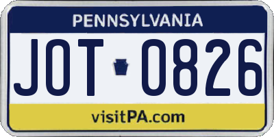 PA license plate JOT0826