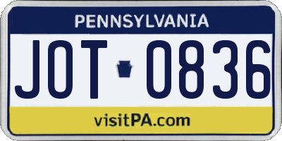 PA license plate JOT0836