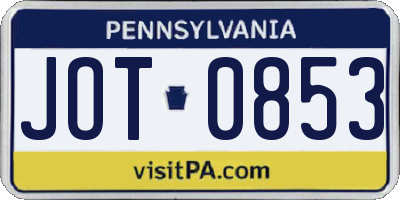 PA license plate JOT0853
