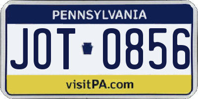 PA license plate JOT0856