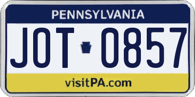 PA license plate JOT0857
