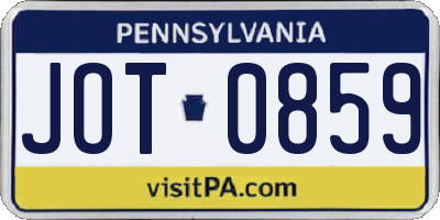 PA license plate JOT0859