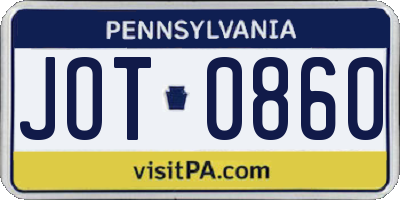 PA license plate JOT0860