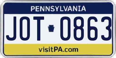 PA license plate JOT0863