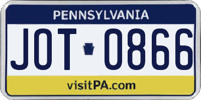PA license plate JOT0866
