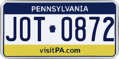 PA license plate JOT0872