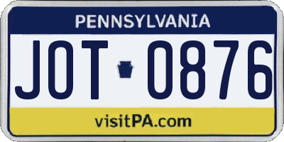 PA license plate JOT0876