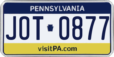 PA license plate JOT0877