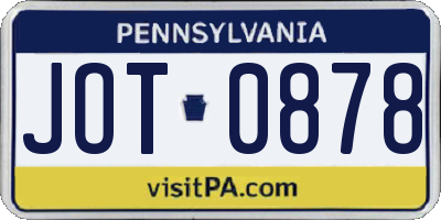 PA license plate JOT0878