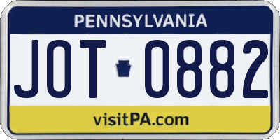 PA license plate JOT0882
