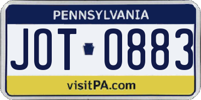 PA license plate JOT0883