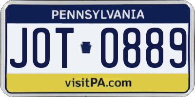 PA license plate JOT0889