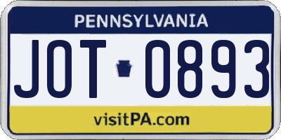 PA license plate JOT0893