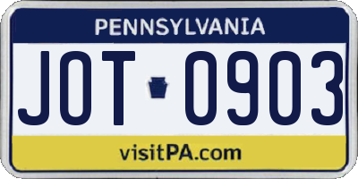 PA license plate JOT0903