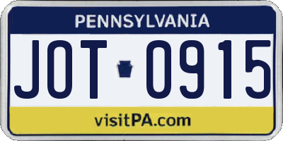 PA license plate JOT0915