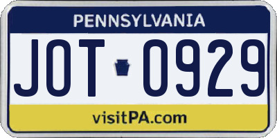 PA license plate JOT0929