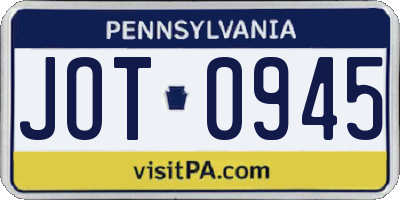 PA license plate JOT0945