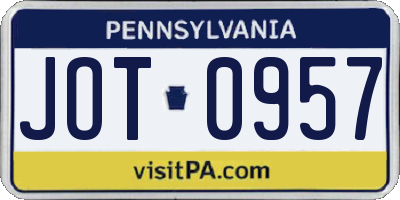 PA license plate JOT0957