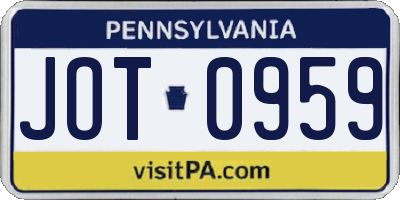 PA license plate JOT0959