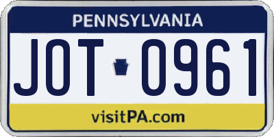 PA license plate JOT0961