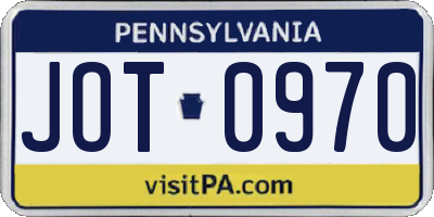 PA license plate JOT0970