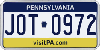 PA license plate JOT0972