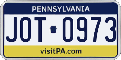PA license plate JOT0973