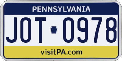 PA license plate JOT0978