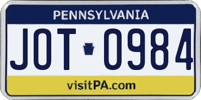 PA license plate JOT0984