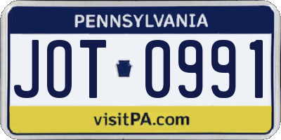 PA license plate JOT0991
