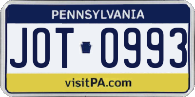 PA license plate JOT0993