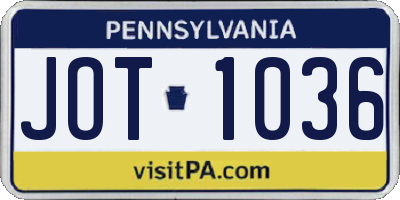 PA license plate JOT1036