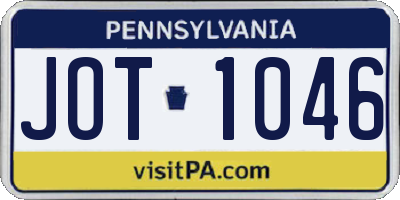 PA license plate JOT1046
