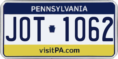PA license plate JOT1062