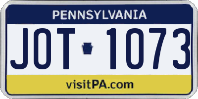 PA license plate JOT1073