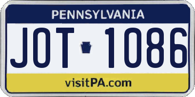 PA license plate JOT1086