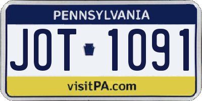PA license plate JOT1091