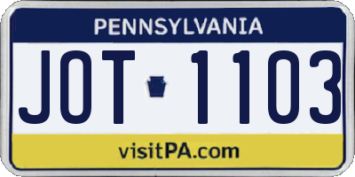 PA license plate JOT1103