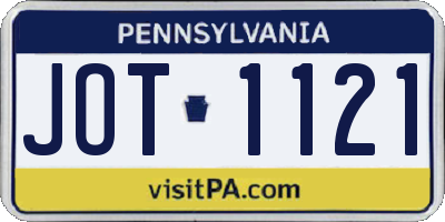 PA license plate JOT1121
