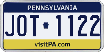 PA license plate JOT1122