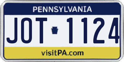 PA license plate JOT1124