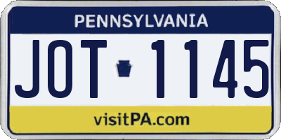 PA license plate JOT1145
