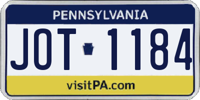 PA license plate JOT1184