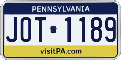 PA license plate JOT1189