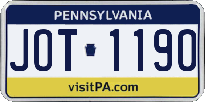 PA license plate JOT1190