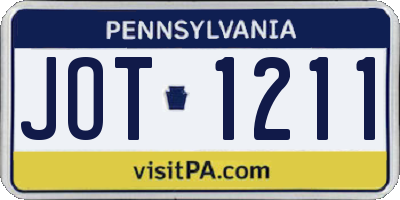 PA license plate JOT1211