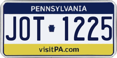 PA license plate JOT1225